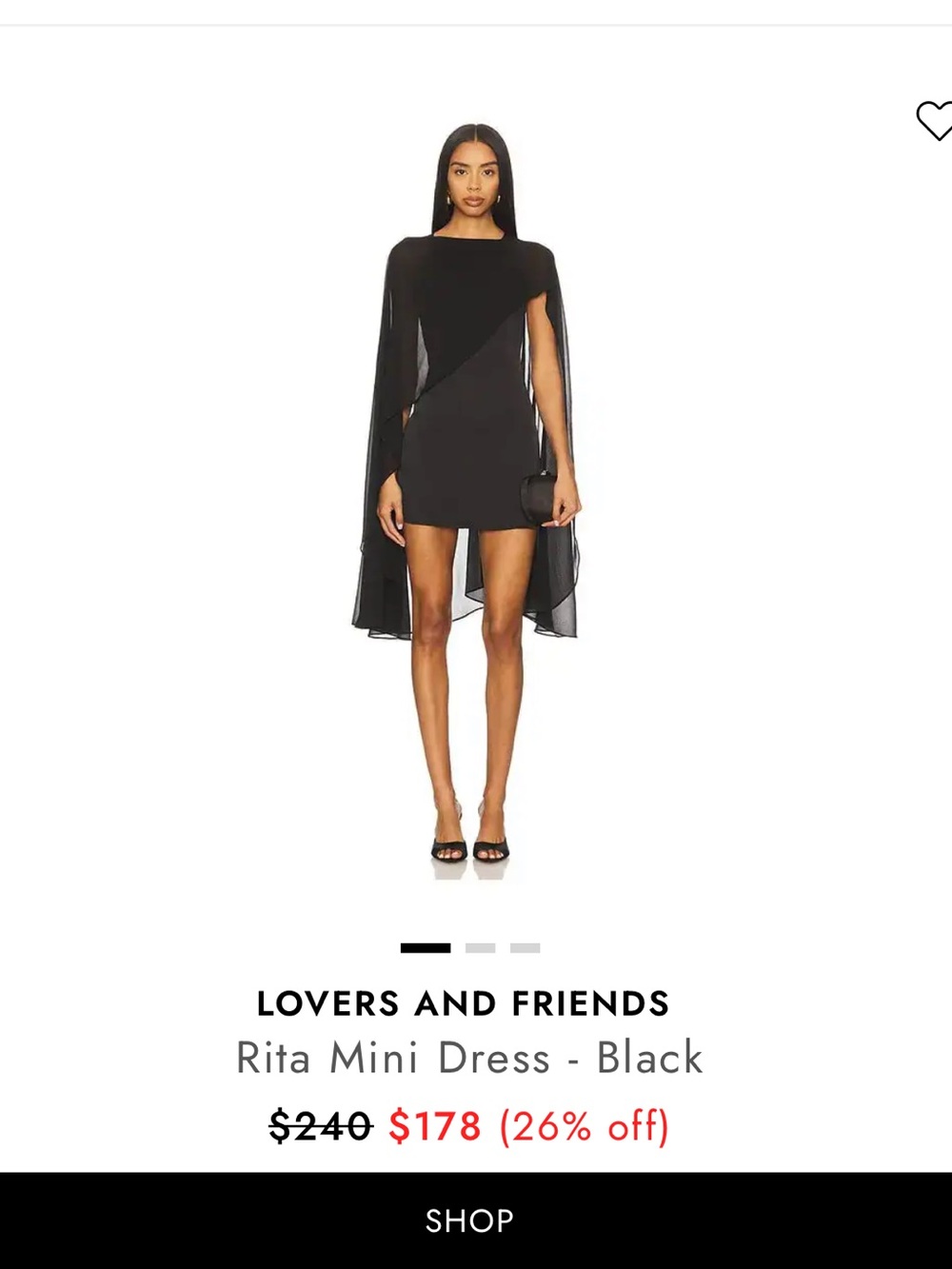 Lovers + Friends Black Rita Cape Mini Dress